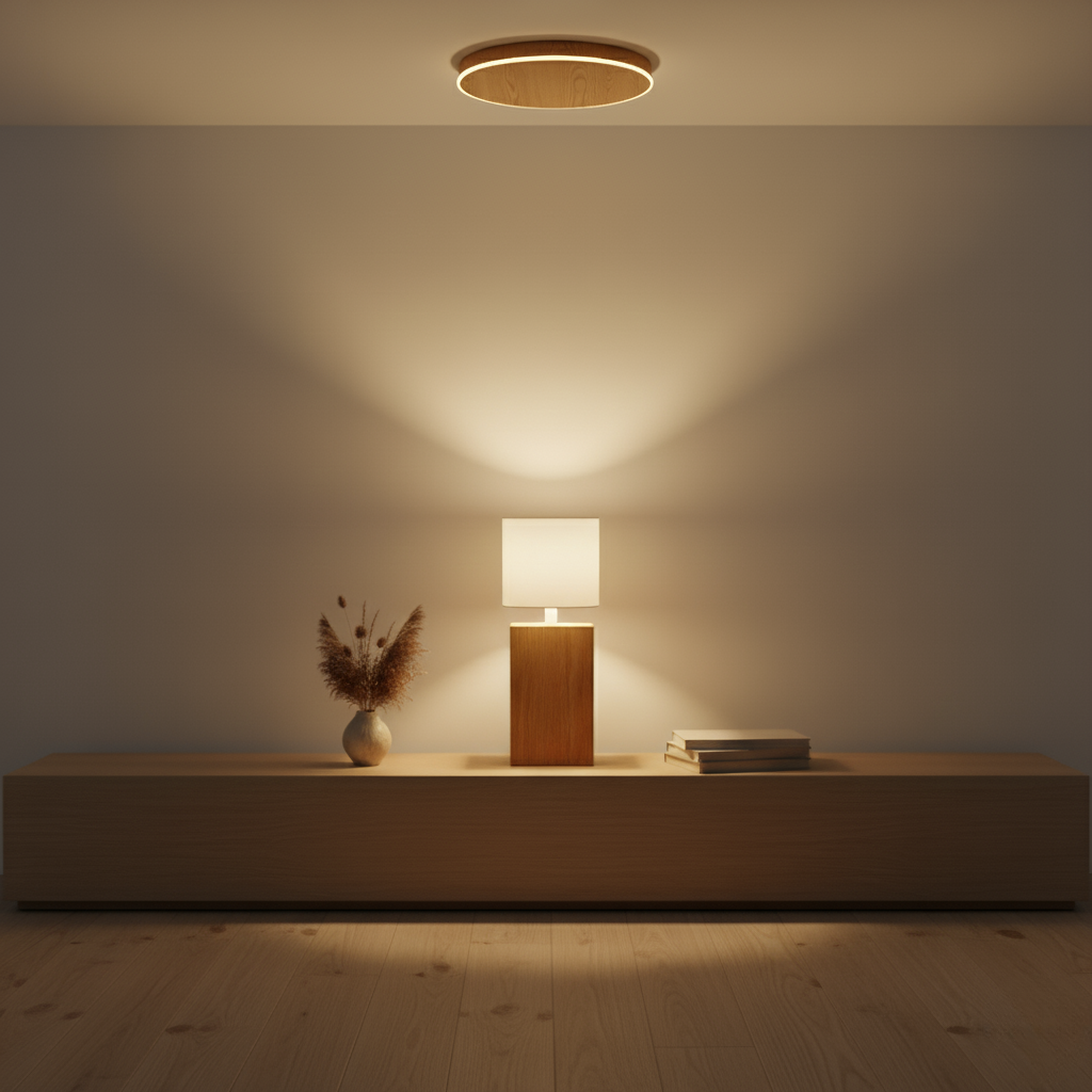 Oak Square Panel Lamp