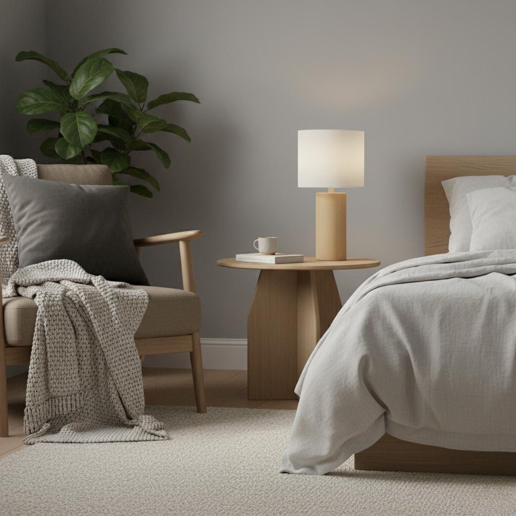 Oak Cylinder Table Lamp