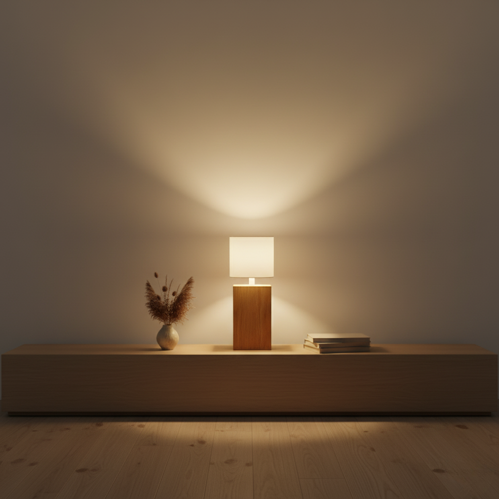 Compact Oak Block Lamp