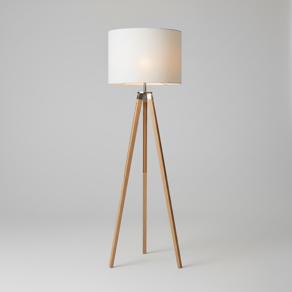 Tripod Oak Table Lamp